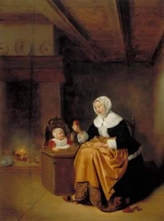 Mutter und Kind in einem Innenraum, ca. 1660